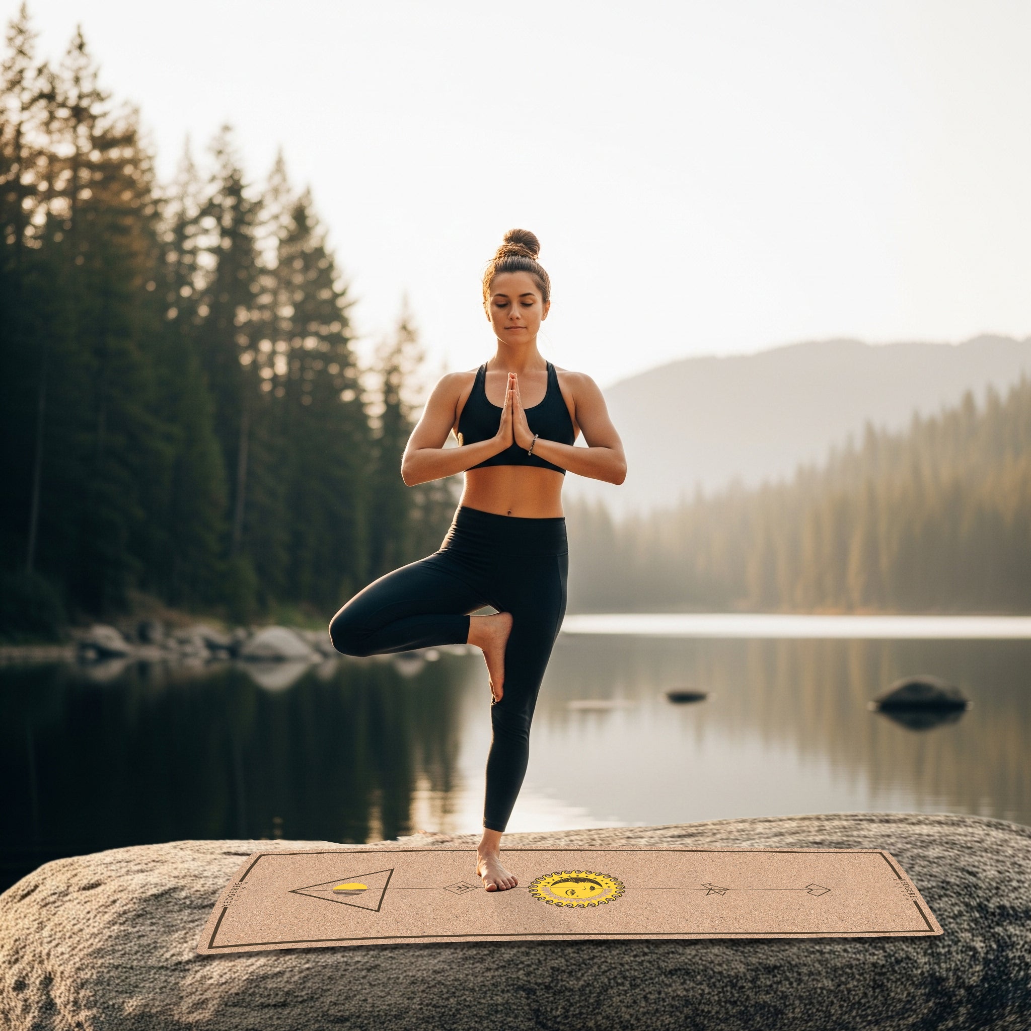 Woman practicing outdoor on Kedgeree's ultra light travel yoga mat.
