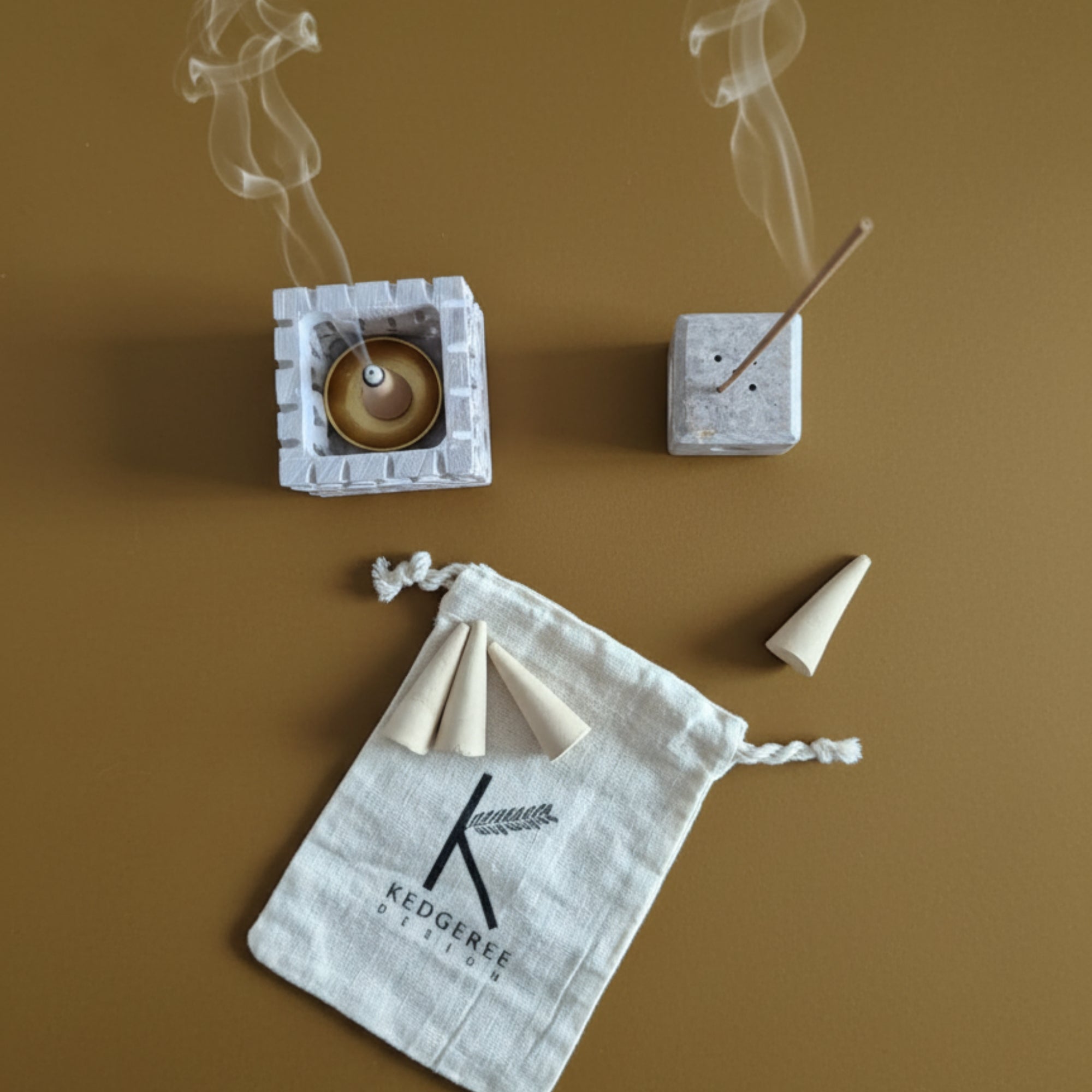 Kedgeree's handcrafted incense sticks holder can be used for incense cone burner too.
