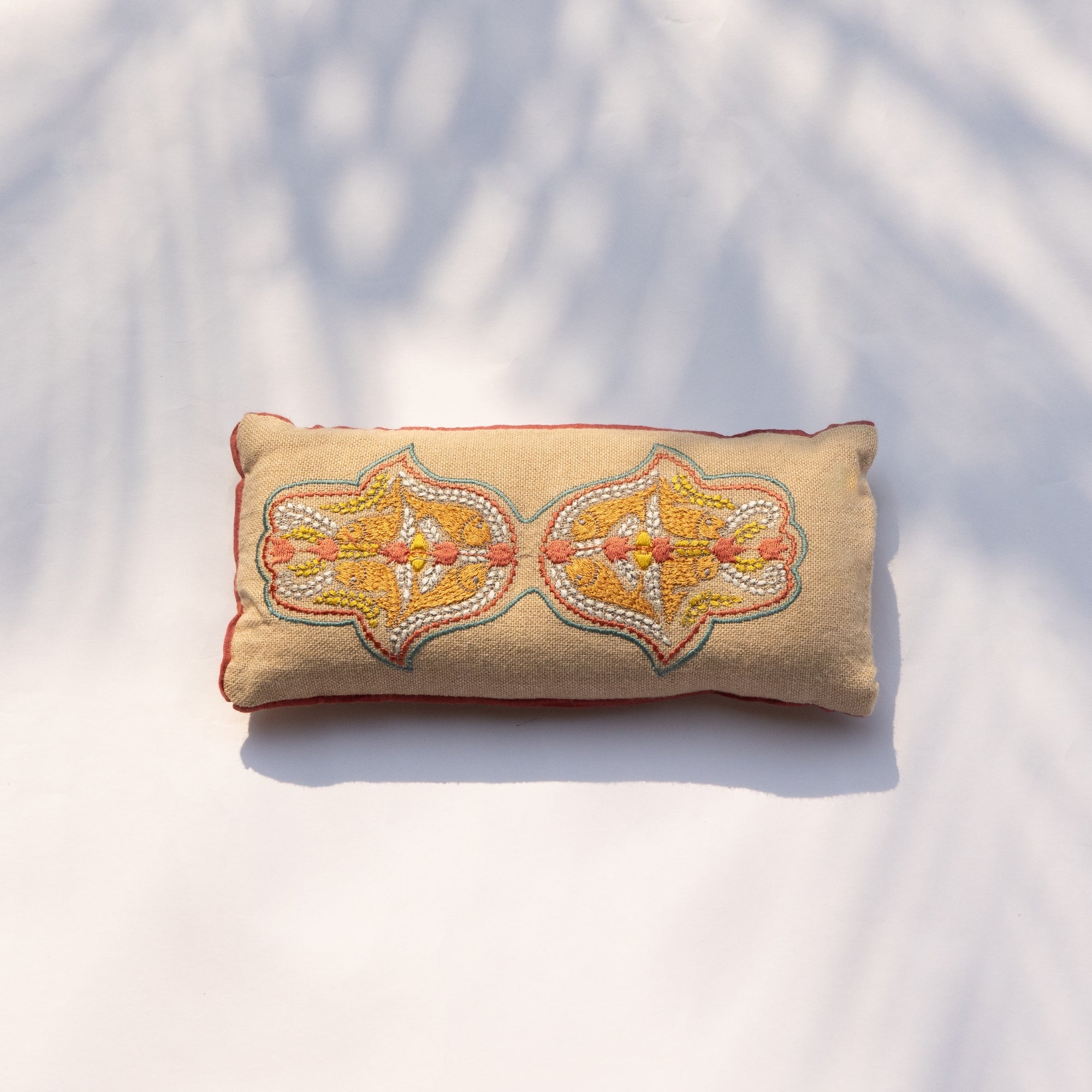 Beige Embroidered Eye Pillow