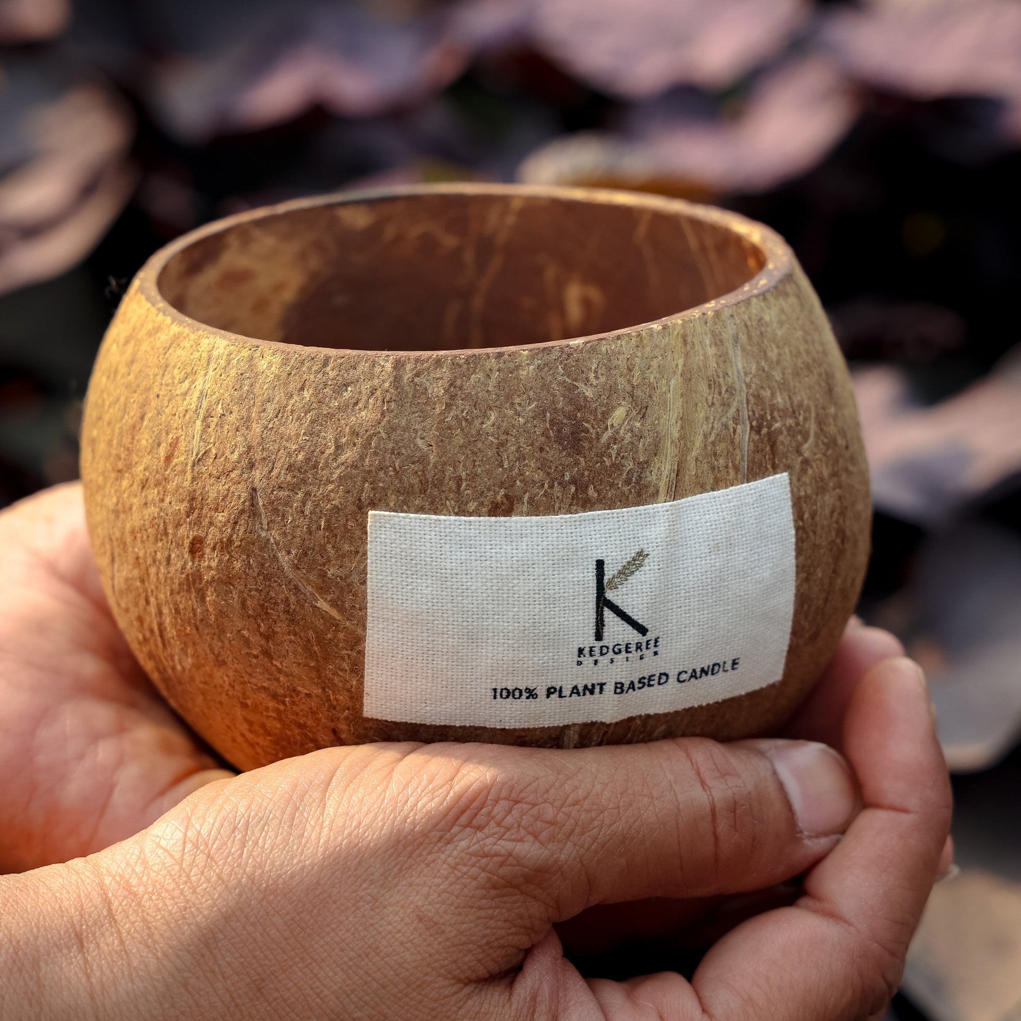Handmade coconut shell candle vessel — luxury oud scent