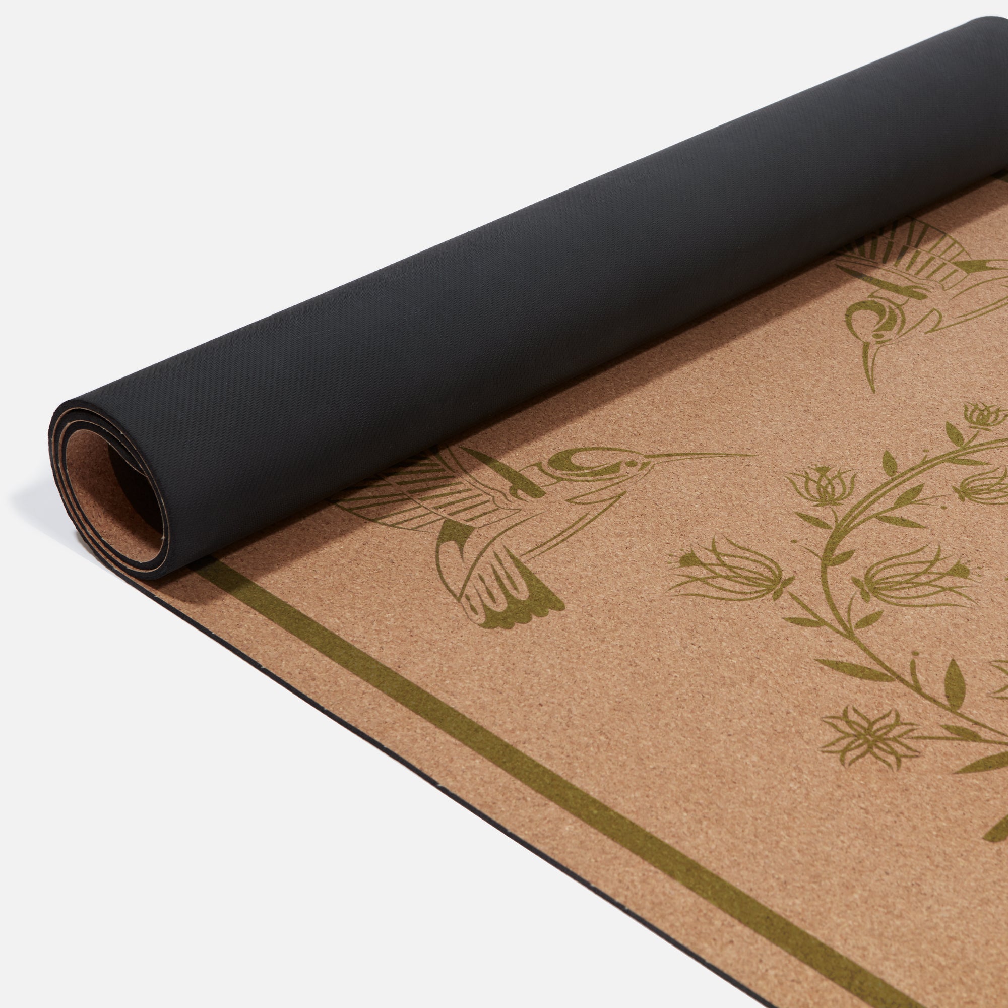 Extra cushioned hummingbird cork yoga mat for extra support and comfort