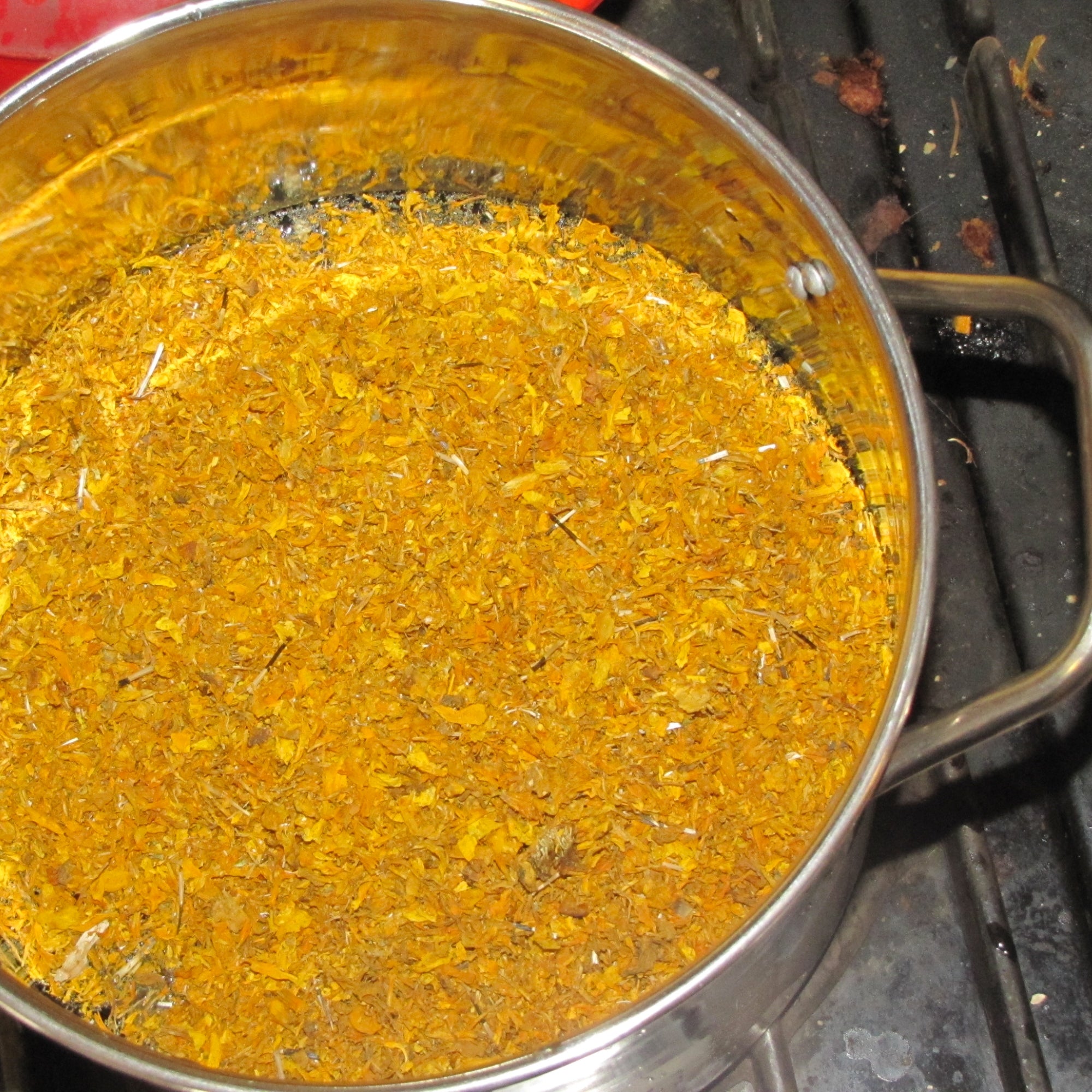 Marigold dyed eye pillow in the making process photo