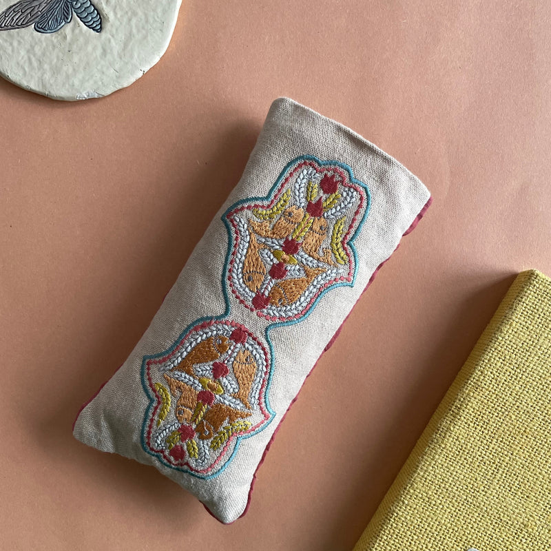 Beige Embroidered Eye Pillow