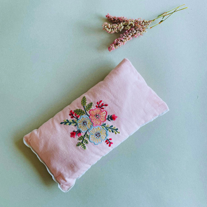 Pink Embroidered Eye Pillow