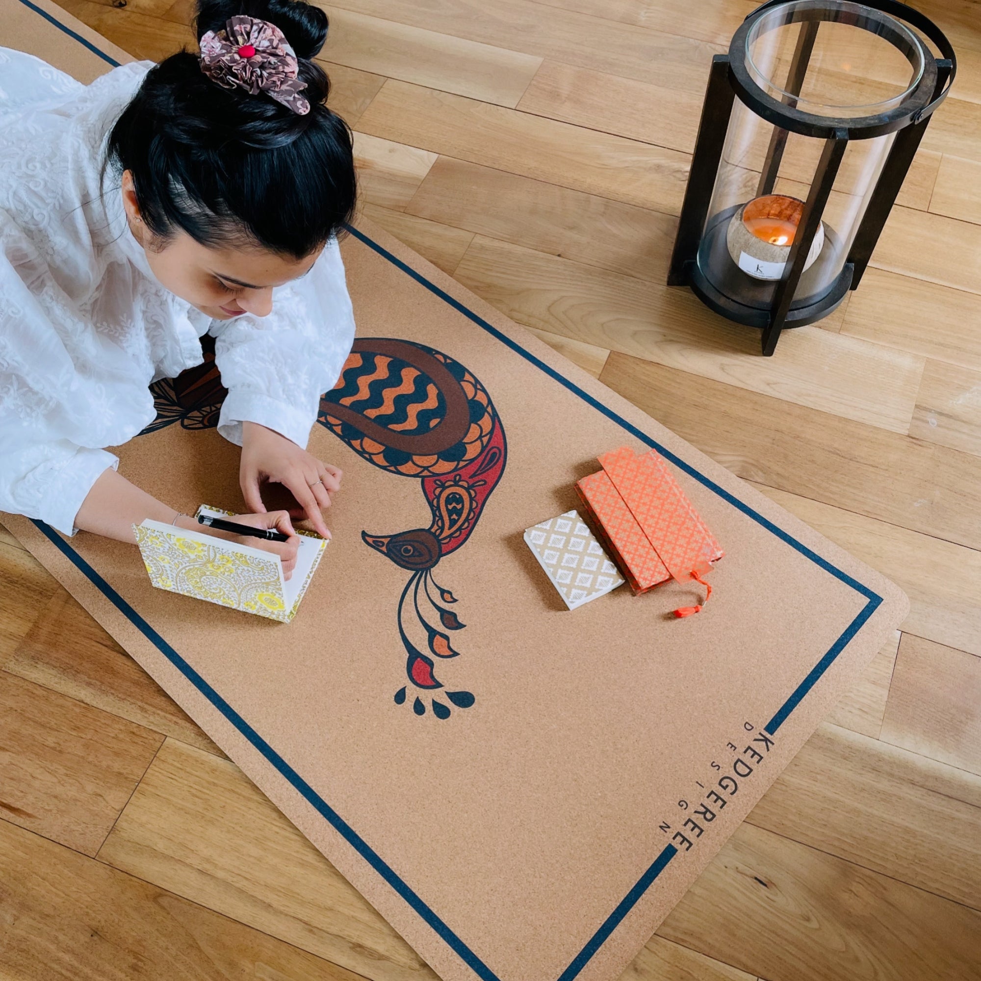 The Luxe Peacock Cork Yoga Mat