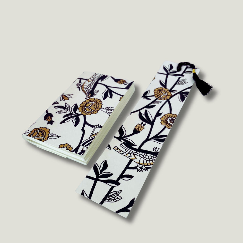 Handmade Block-Printed Travel  Mini Journal & Bookmark