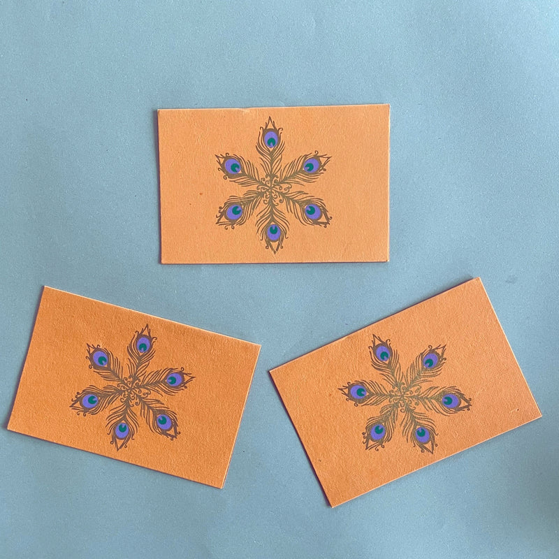 Set of 3 Handcrafted Peacock Feather Cards