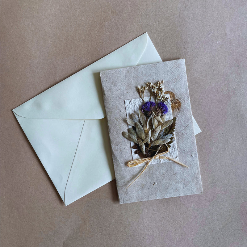 Unique Handmade Greeting Card with Dried Flowers