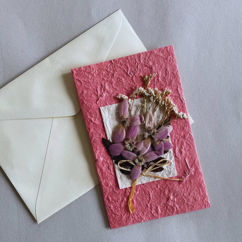 Unique Handmade Greeting Card with Dried Flowers