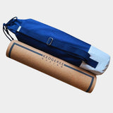 Lotus Cork Yoga Mat with Navy Blue Eco-friendly Canvas Bag