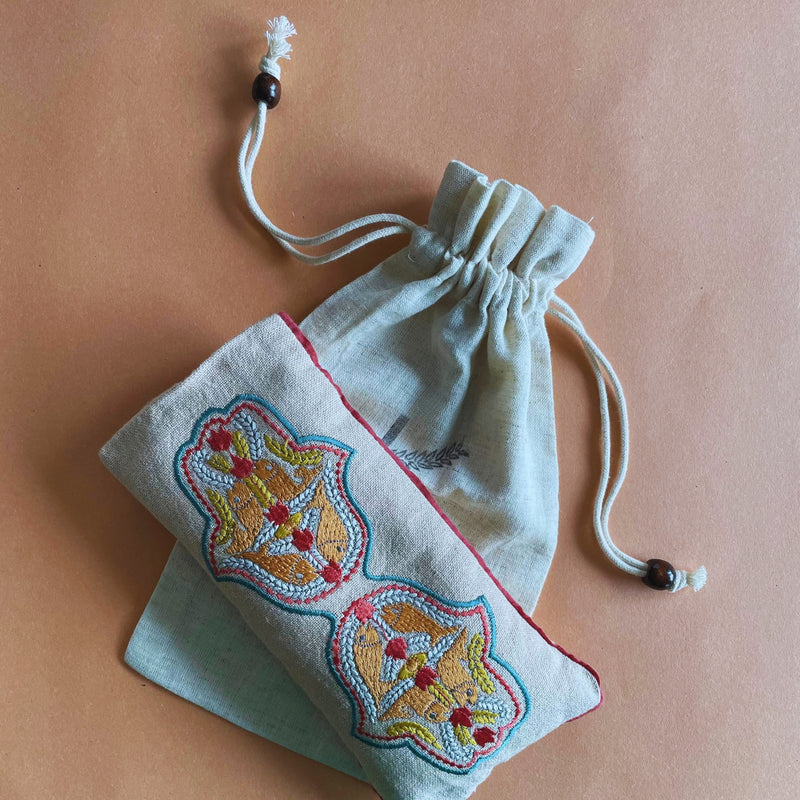 Beige Embroidered Eye Pillow