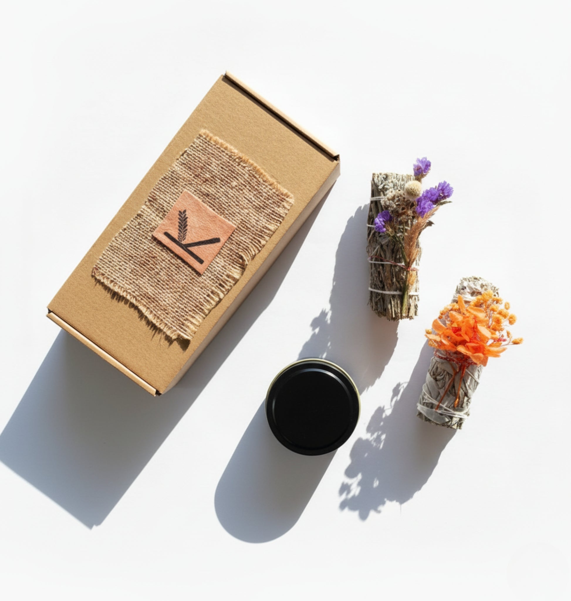 Cleanse & Ground Box – with white sage, blue sage, tulsi mala and soy candle