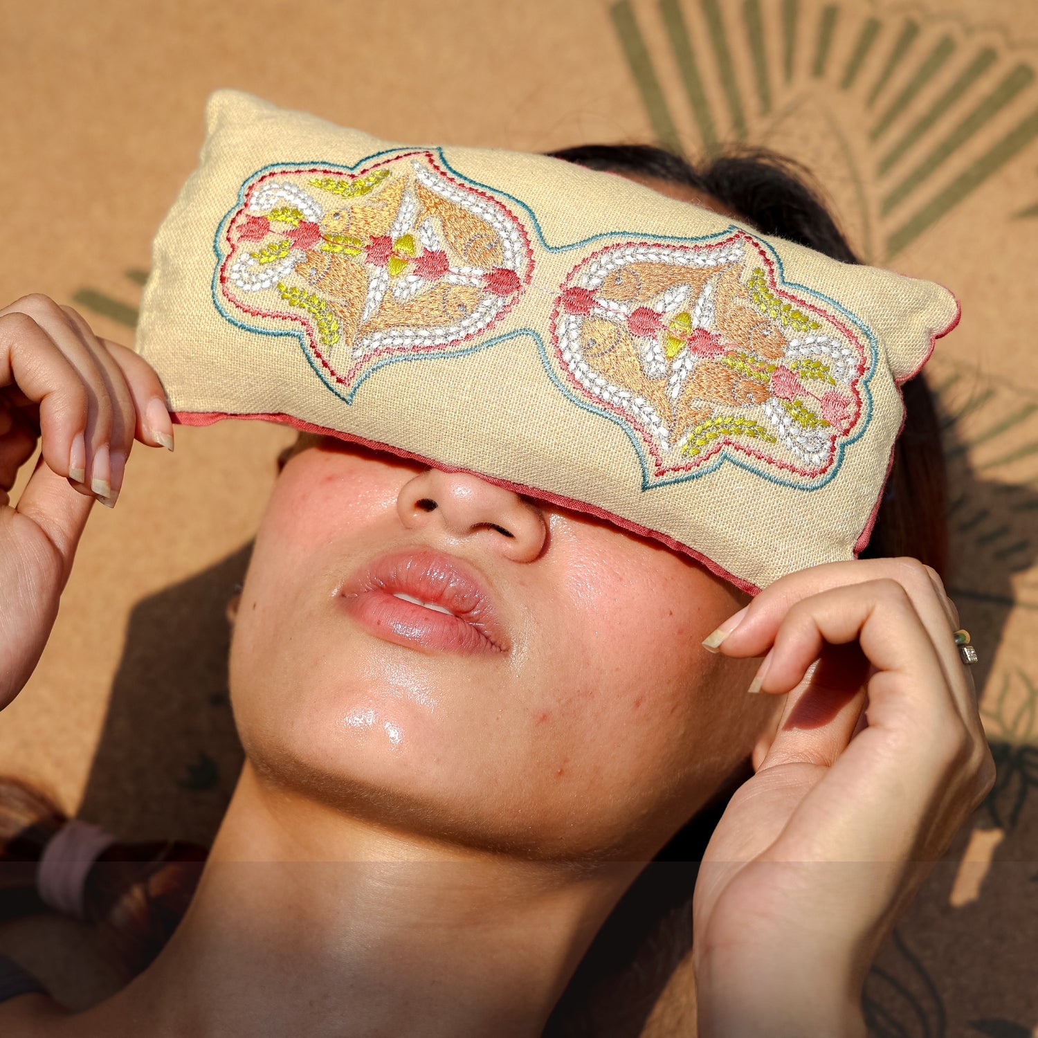 Lavender, Basil and Flaxseed filled eye pillow for yoga and meditation