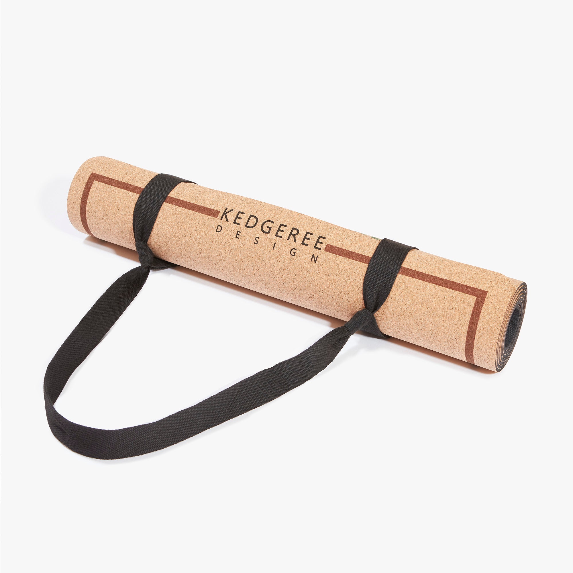 Sustainable and eco-friendly cork yoga mat with a vibrant happy tree design and free mat strap
