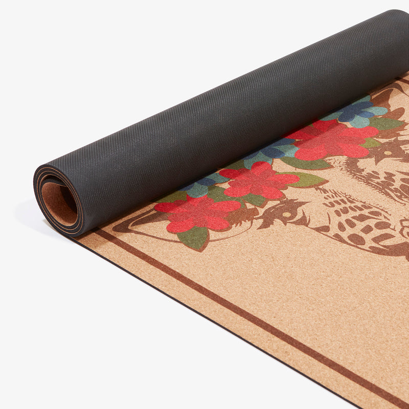 Cushioned giraffe cork yoga mat for extra support and comfort