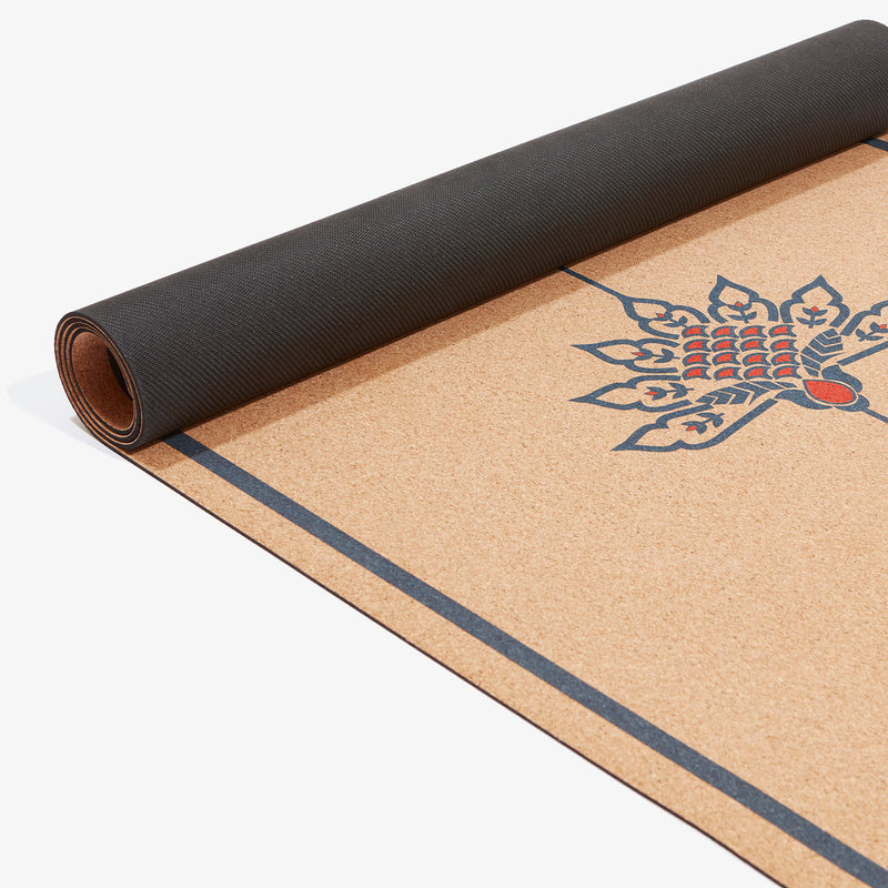 Travel Lotus Cork Yoga Mat - Made with 100% natural cork, which is a renewable and sustainable resource.
