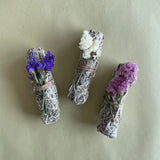 Purifying White Indian Sage Bundles with Dried Flowers – Handcrafted with Care