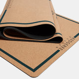 Close-up of non-slip surface of cork yoga mat.