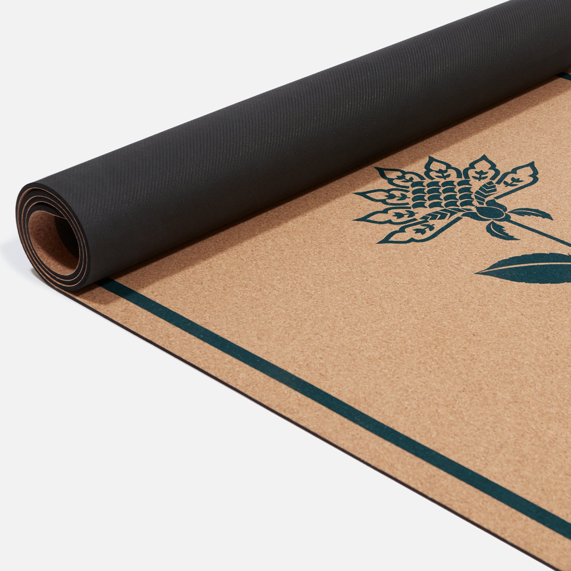 Close-up of non-slip surface of cork yoga mat.